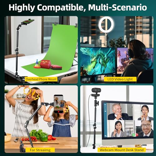 22" Magic Arm Clamp, Overhead Phone Mount Holder Stand, Flexible Desk Camera Mount, Articulating Friction Boom Arm with 1/4" 3/8" Threads for Phone, DSLR, Action Camera,Filming, Light, Webcam, Mic - size: MH05