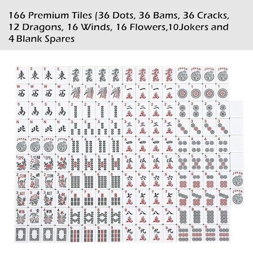 ZGME American Mahjong Set,166 White Tiles with Blue Rectangular Bag and Accessories,4 All-in-One Mahjong Racks with Pushers,Complete Western Mahjong Set - color: Blue