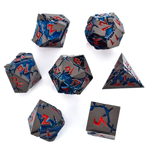 Rule Dice D&D Dice 7 Die Metal DND Dice Set, Weighted Metallic Dungeons and Dragons Dice Set, Large Polyhedral D and D Dice Sets, Cool MTG RPG Dice DND with Gifts Case for Role Playing (Black Red) - color: Black Red