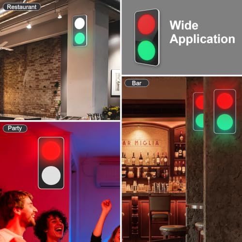 Traffic Light Wall Lamp, Dimmable Red Green LED Stop Signal Light with Remote Control, Plug in Wall Decor Light for Kids Bedroom, Living Room, Bar, Pub, Gaming Room, Classroom, Garage