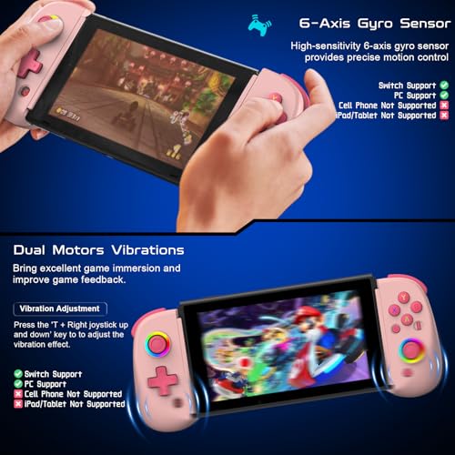 Joso Mobile Gaming Controller for iPhone/iPad/Tablet, Android Wireless Controller with Hall Effects Joysticks, Support PC/Switch, Play Cloud Games/Remote Play/COD/Genshin Impact & More - Pink - color: Pink
