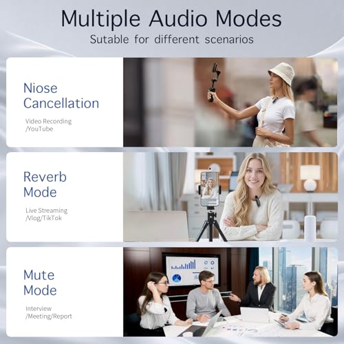 YeenMelly 2-Pack Wireless Lavalier Microphone: for iPhone 15/16, iPad, Android - Mini LED Display, Noise Reduction, Plug & Play, USB-C Charge , Clear Sound - Video/Vlog, Windscreen & Pouch Included