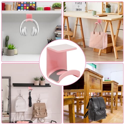 1Pcs Pink ABS Plastic Headphone Stand Hanger, Hanging Headset Holder Hook Under Desk, Adhesive Earphones Hangers for Desk Headphone Hanger, Most Headphones and Controller - color: Pink, size: Under Desk