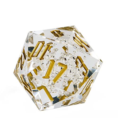 55mm 20 Sided DND Dice, Giant D20 D&D Polyhedral Dice Large D20 with Die Gift Box for Dungeons and Dragons, RPG Table Games (Transparent Bubbles) - color: Transparent Bubbles