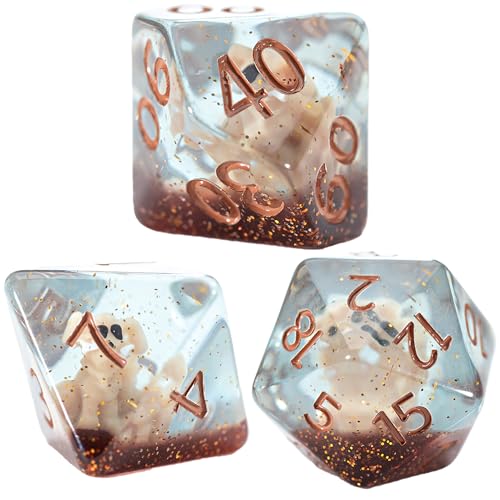 Gate Keeper Games and Dice: Inclusion Dice: Puppy Dice - 7pc RPG Set, Tan Puppy in Clear Resin w/ Brown Glitter, 7 Resin Dice for Role Playing Games - style: Pupppy