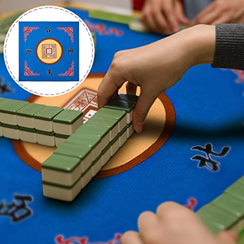 Juexica Mahjong Mat with Carrying Bag, 31.5 x 31.5 Inch Non-Slip Noise-reducing Mahjong Table Cover for Cards, Poker and Tile Games(Blue) - color: Blue