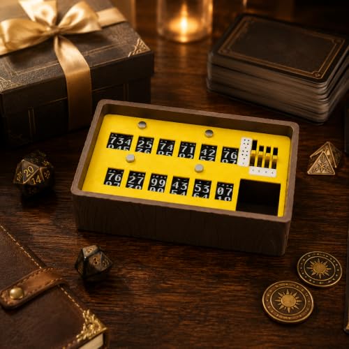 TTRPG Command Tray & Life Tracker | 0-999 Health Counter, 9-Slot Token Organizer, Level 4 Spell Tracker | Authentic Medieval Fantasy Tabletop Gaming Accessory