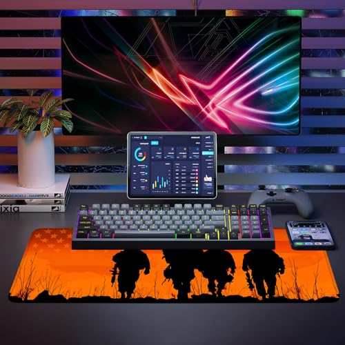 Mouse Pad, Large Anti-Slip with Stitched Edges Desk Mat Desktop Laptop Computer Desk Keyboard Mat,Table Protector Blotter Mat (Soldier, 31.5" x 11.8") - color: Soldier, size: 31.5" x 11.8"