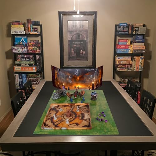 CZYY Foldable Battle Map, Double-Sided Dry Erase Cardboard RPG Mat | Grassland & Desert Sides, Compact Folded Size, Scenery Pieces & Markers Included, Gift for RPG Players & Game Masters