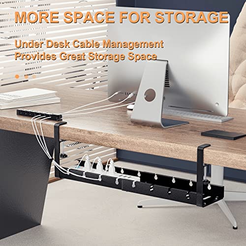 Shikha Cable Management Under Desk, Adjustable Cable Organizer with Adhesive Cable Holder Clips, Reused Cable Ties. Stable & Durable.(Black) - color: Black, size: 12-21.6"-1 Pack