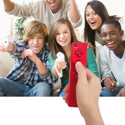 TechKen Wii Controller 2 Pack, Wii Remote Controller with Silicone Case and Wrist Strap, Wii Remote Controller for Wii/Wii U - color: Red
