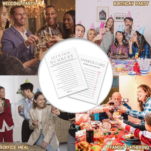 Adult Party Games & Bachelorette Birthday Games, Office — Let's Talk Numbers - 30 Icebreaker Cards and 1 Answer Card Add Laughter and Conversation to Any Celebration (5" x 7") - A07 - color: Let's Talk Numbers
