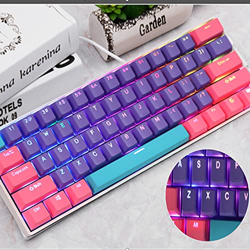 CJXSP PBT 61 Keycaps 60 Percent, Gaming Keycaps OEM Profile Backlit Keycap Set for 60 Percent Cherry MX Mechanical Keyboard ,Only keycaps (Pink Peach) - color: Pink peach
