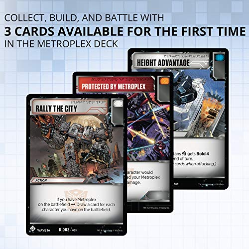 Transformers TCG Metroplex Deck | Foil Titan-Sized Character Card | 44 Cards Incl. Scamper, Six Gun, Slammer