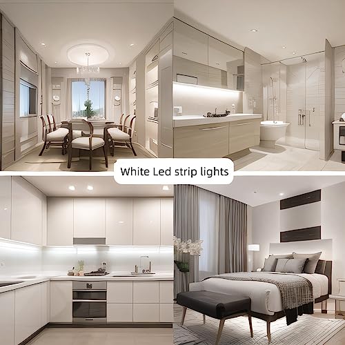Small Led Light Strip, 12V Updated 24V Dimmable Cuttable LED Lights Strip, 32.8ft 600Leds, Super Bright LED Tape Lights for Living Room, Bedroom, Kitchen, Vanity Mirro,Flexible LED Light Strips - color: Daylight White, size: 32.8FT