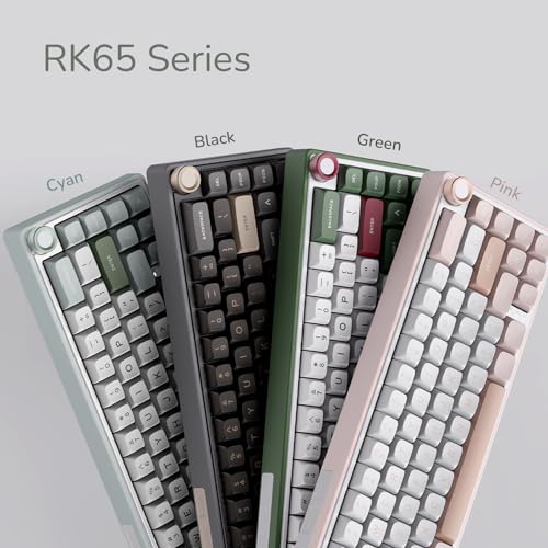 RK ROYAL KLUDGE R65 Wired Mechanical Keyboard, 60% Percent Creamy Gaming Keyboard Gasket Mount RGB Backlit with Programmable Knob, MDA Profile PBT Keycaps, QMK/VIA, Hot Swappable Linear Switch, Cyan - color: Cyan
