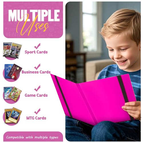 Card Binder 9-Pockets,Trading Card Binder,20 Pages, 360 Card Capacity Collection Binder, Card Folder for MTG, TCG, Game Cards & Sports Cards (Rose Red) - color: Rose red