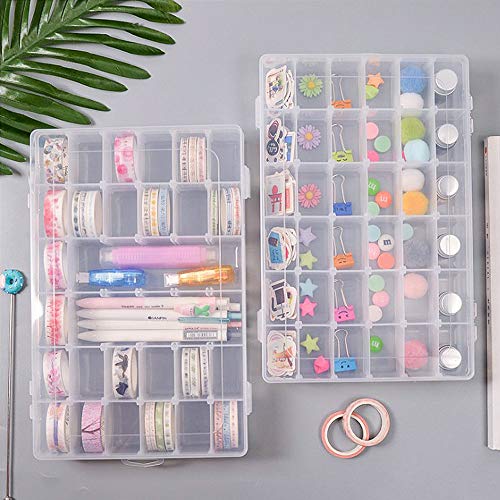 Bead Organizer Storage 2 Pack 36 Grid Jewelry Tackle Craft Box Adjustable - color: 2 Pack