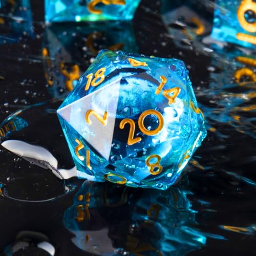 Beholder'S Eye D20 Dice Dragon Eye DND 22MM Single with Resin Sharp Edge 20 Sided D&D Handmade Polyhedral for Dungeons and Dragons, RPG, Roleplaying Games MTG Table Games(Blue Gold) - color: D20-blue Dragon Eye