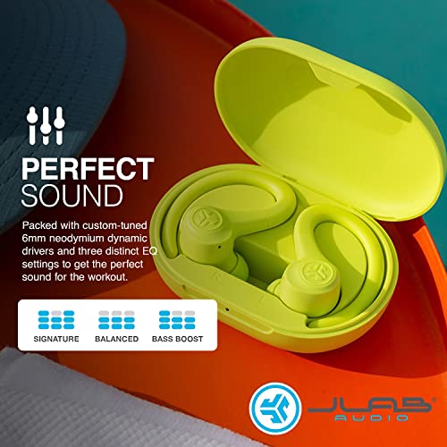 JLab Go Air Sport True Wireless Earbuds with earhook, IP55, 3 EQ Settings, Yellow - color: Yellow, style: Sport