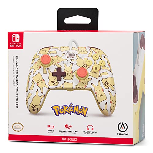 PowerA Enhanced Nintendo Switch and Switch 2 Wired Controller – Pikachu Blush, Officially licensed - color: Pikachu Blush