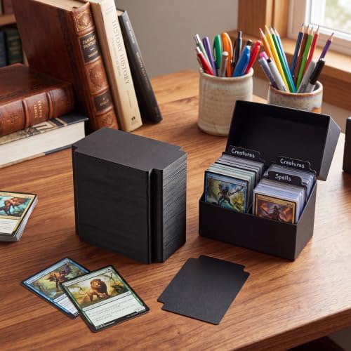 100 Pcs Trading Card Dividers Plastic Card Dividers, Frosted Separator with Tabs Standard Vertical Compatible with Games Sports TCG, 2.7 x 3.8 Inches (Black) - color: Black