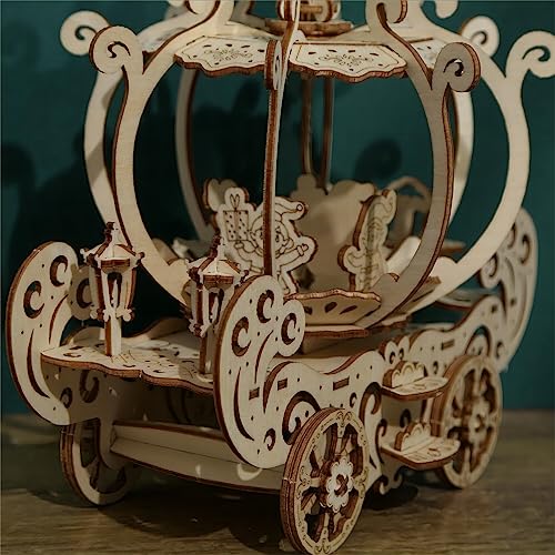 3D Wooden Puzzles Pumpkin Cart Model Kits, Brainteaser and Puzzle for Christmas/Birthday,Gifts for Adults and Teens to Build CombinationPumpkin Cart - style: Pumpkin Cart