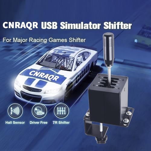 CNRAQR PC USB Simulator Shifter 7+R H Gear Shifter with L Shape Clamp Set Gear shift PC Windows Steering Compatible with G29/G27/G25, T300RS/GT Wheel - color: 7R+L Shape Clamp