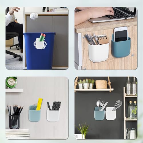 8 Pack Remote Control Holder Wall Mount Self Adhesive Wall Mounted Storage Box Pen Storage Containers for Home Office School