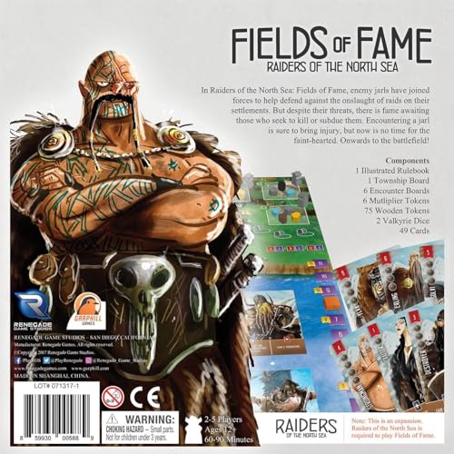 Renegade Game Studios Raiders of the North Sea Fields of Fame Expansion | Add jarl battles, 5th player support, and fame track scoring to your strategy board game. Includes new township raids