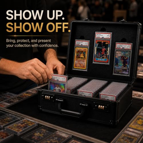 Graded Card Storage Box - Card Slab Case with Lock - 3 Row Trading Card Case with 6 Foam Inserts - Sports Card Case Fits PSA, BGS, SGC, CGC Slabs - Holds 480+ Toploaders - size: 3 rows