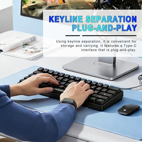 60% Mechanical Gaming Keyboard, RGB Backlit Ultra-Compact 61 Keys Wired Mini Keyboard, Anti-Ghosting, Portable Small Keyboard for PC, Mac, Laptop, Office & Gaming, Black - color: Black