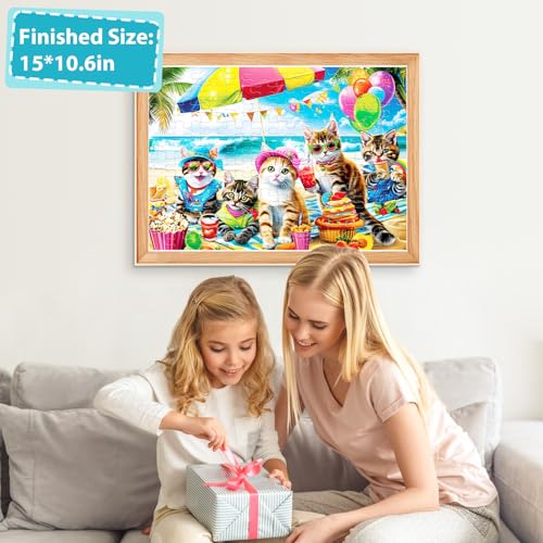 Puzzles for Kids Ages 4-8 6-8 8-10 Year Old and Seniors - Funny Cats Puzzle Beach Kitten Jigsaw Puzzles, 100 Piece Puzzle for Toddler Children Learning Educational Puzzles Toys for Boys and Girls - size: Cats Puzzles