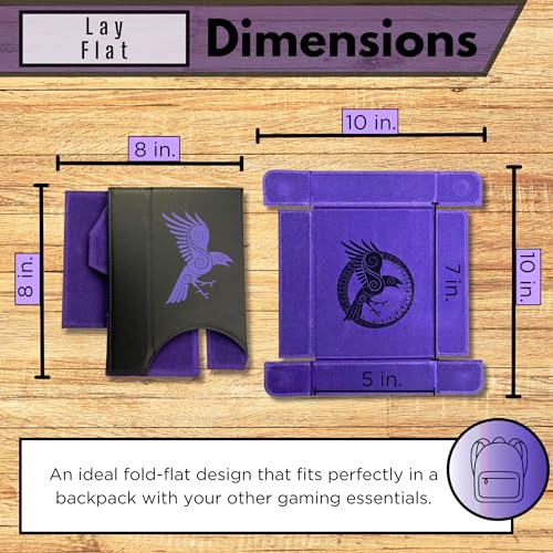 Luck Lab Magnetic Folding Dice Tower & Tray for DND RPG Games, Raven Purple | Version 2.0 Magnets, PU Leather + Felt, Folds Flat, Portable, Quiet Play Dice Roller Tray