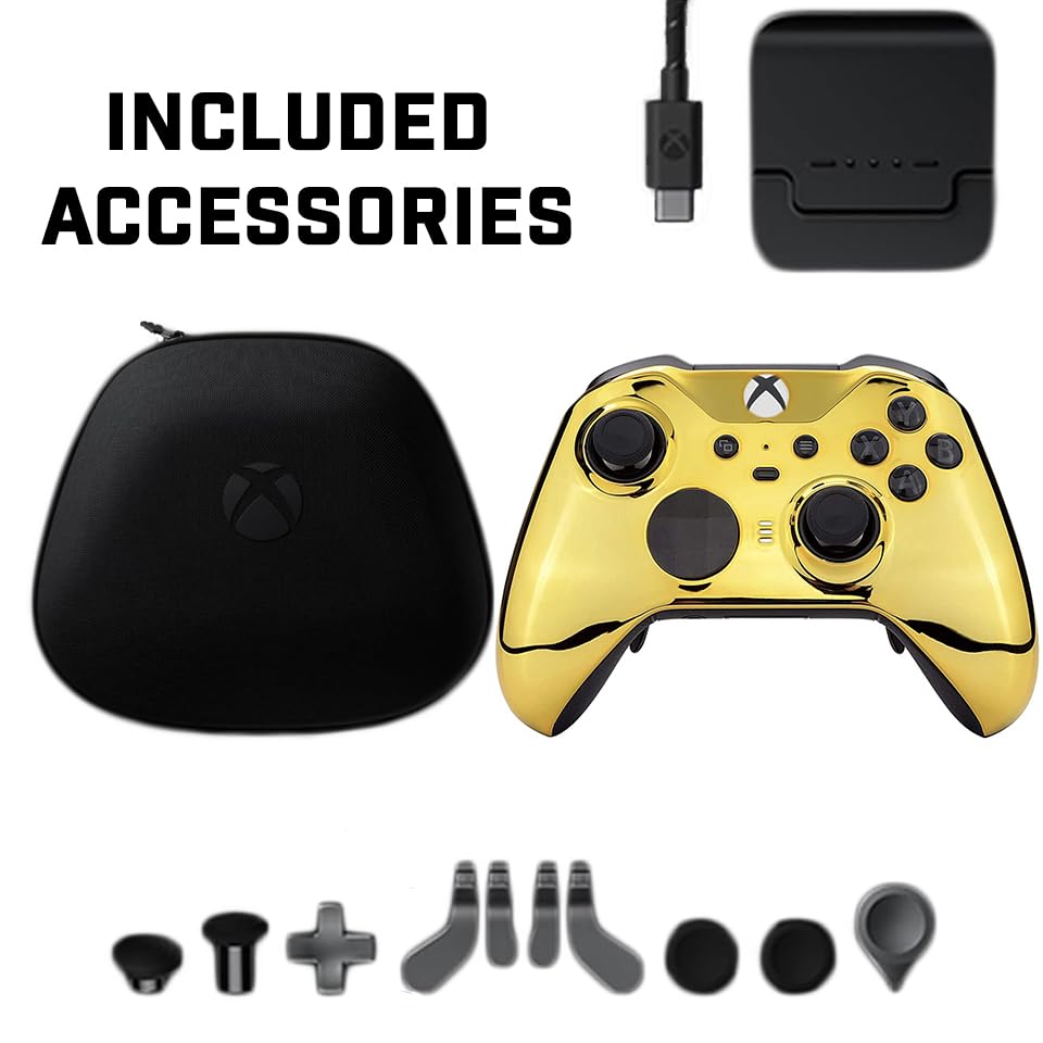 Custom Controllerzz Elite Series 2 Controller Compatible With Xbox One, Xbox Series S and Xbox Series X (Gold Chrome) - color: Gold Chrome