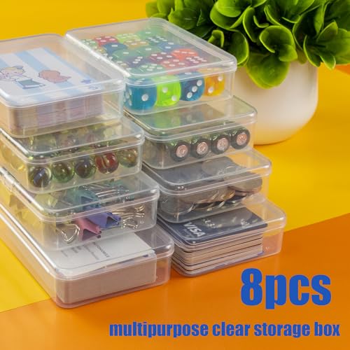 JINUPHION 8 Pcs Playing Card Case, Small Clear Box, Plastic Deck Box, Card Deck Holder, Game Card Storage Organizer (8 pcs Standard) (No Cards) - size: 8 pcs Standard