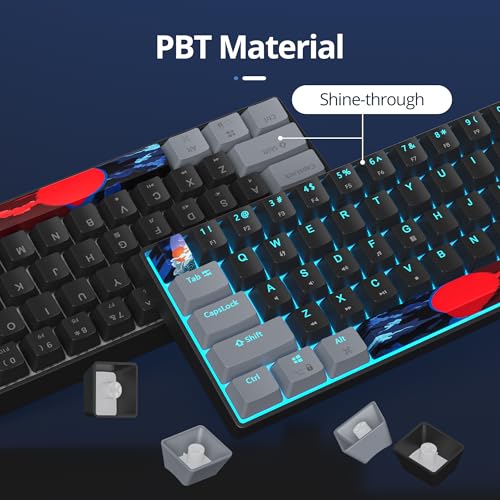surmen 60% Wired Mechanical Gaming Keyboard, 68 Keys Backlit Ultra-Compact Mini Office Keyboard with Red Switch for PC/Mac Gamer, Typist (68 Dark) - color: 68 Dark