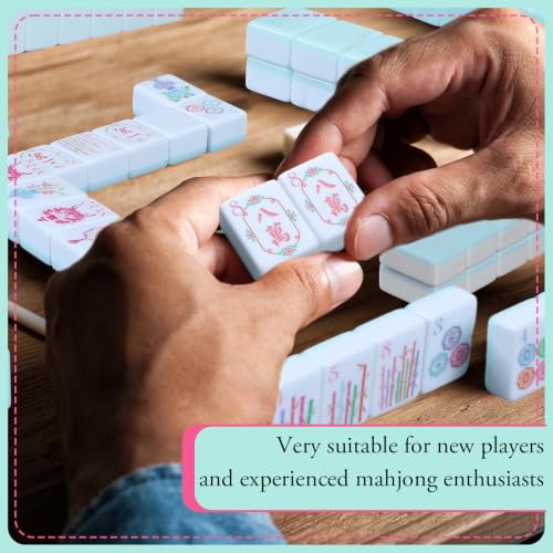 Simgoing 160 Pcs 1.2 Inch American Mahjong Sets Mahjong Tiles Melamine Engraved Multi-Layer Mah Jong Ideal for Home & Party Games, Tiles Only(Modern,Mint Green) - color: Mint Green, style: Modern