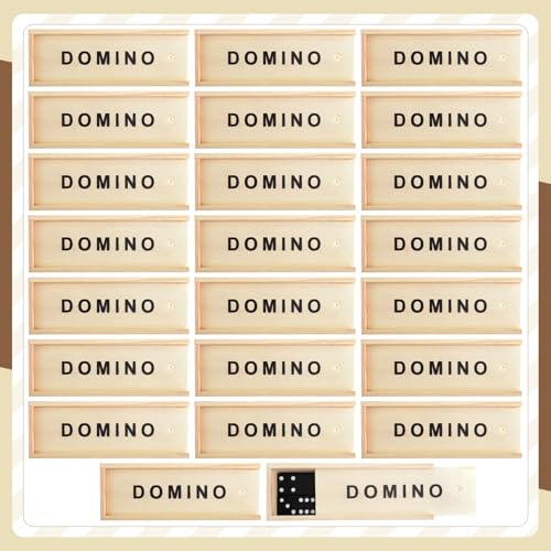 75 Pack Mini Dominos Set for Adults Bulk Double 6 Dominoes Wooden Miniature Classic Board Games Party Favor Travel Family Games Educational Toys with Wood Case Operation Christmas Item Gifts