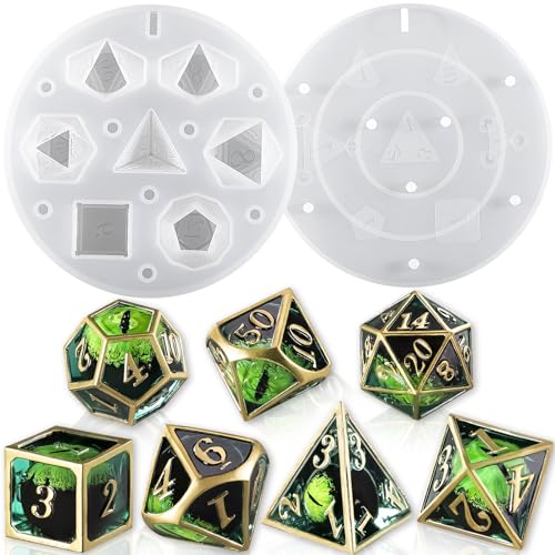 LET'S RESIN Upgraded Large DND Silicone Molds for Resin with 7 Cavities | Polyhedral Stereoscopic Game Epoxy Resin Molds for DIY Dice Making, Table Board Game