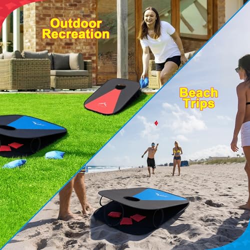 Himal Portable Cornhole Board Set, Foldable 3 x 2 Ft | 8 Toss Bags, Carrying Case, Outdoor Lawn Toss Boards, For Backyard, Camping, Tailgating and Beach