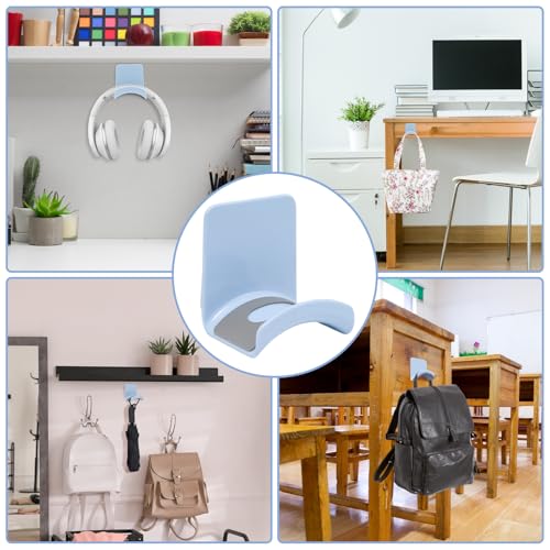 1Pcs Blue ABS Plastic Headphone Stand Hanger, Table Wall Mount Headset Holder Hook, Adhesive Earphones Hangers for Desk Headphone Hanger, Most Headphones and Controller - color: Blue, size: Wall Mount