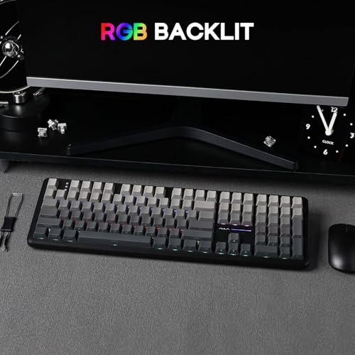 EPOMAKER Aula F108 Wireless Gaming Keyboard, Full Size Mechanical Keyboard with 4000mAh Battery, 108 Hot-Swappable and Programmable Keys, RGB Backlight, for Mac/PC/Android (Black Gradient) - color: Black Gradient