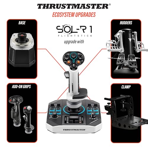Thrustmaster Sol-R1 Hall-Effect Space Combat Flight Sim Joystick - PC | 44 programable actions buttons, detachable ambidextrous grip, central throttle, 2 triggers, ministick, backlit design - style: Sol-R1 Flight Stick