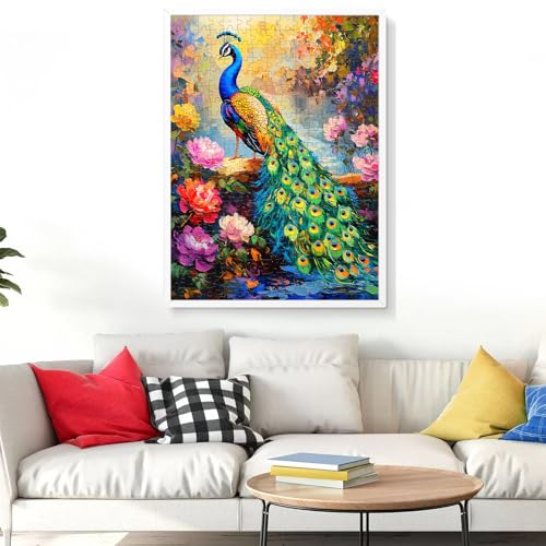 300 Piece Puzzle for Adults Peacock Puzzle Jigsaw Puzzles 300 Pieces Adult Puzzles Games for Kids Ages 8-10 10-12 Recycled Cardboard Puzzles Gift Toy 20.5x15IN - style: Peacock