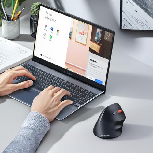 MEETION Wireless Ergonomic Vertical Mouse, Bluetooth & 2.4G, Large | Connects up to 3 devices with dual Bluetooth 5.3 and 2.4G, adjustable 1200-3200 DPI, designed for large hands, Windows/Mac/PC - color: Right Black Batt
