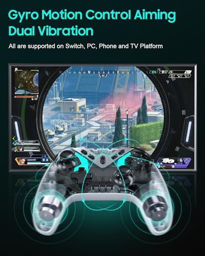 Dual Hall Effect PC Controller-No Drift No Dead Zone, Bluetooth Controller for PC Windows/iPhone/Android/Switch/Steam Deck/TV/Tesla with Hall Triggers & Joysticks/Joystick Speed Down (No Phone Clip) - color: White
