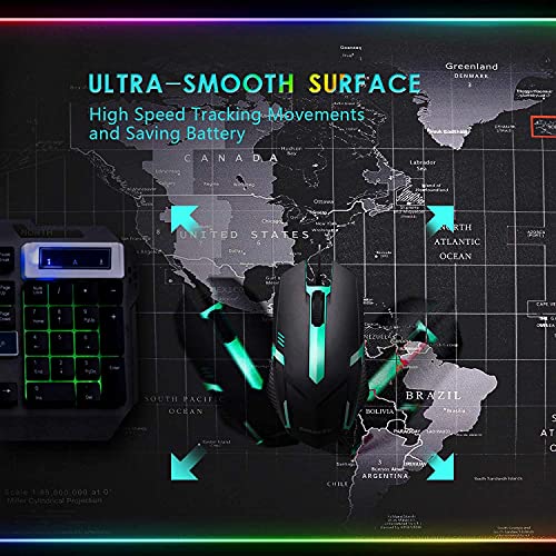 RGB Gaming Mouse Pad 31.5" x 12" – Large Extended LED Mouse Pad with 11 Lighting Modes, World Map Desk Mat, Waterproof Smooth Surface, Non-Slip Rubber Base, Great for Christmas & Holiday Gifts