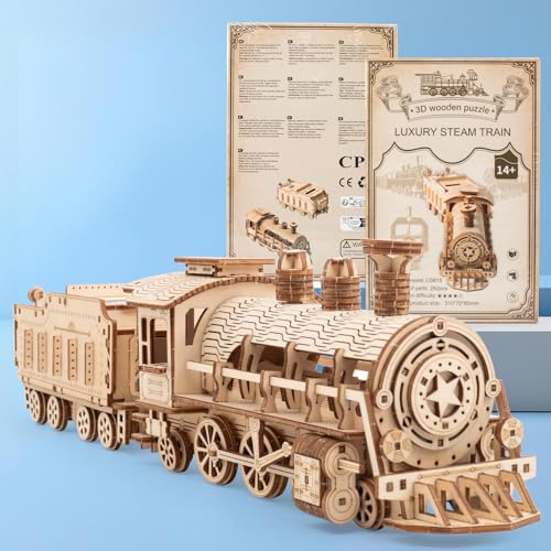 3D Puzzles Luxury Train Wooden DIY Building Model Kit | For Adults, Gifts - style: Luxury Train