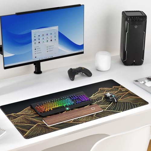 KTRIO Large Gaming Mouse Pad, Desk Mat, 31.5 x 15.7 in, Bright Rise, XXL | Smooth Micro-Weave Surface, Artistic Pattern Design, Non-Slip Rubber Base, Durable Stitched Edges, Office & Home Use - color: Bright Rise, size: 31.5l X 15.7w Inches